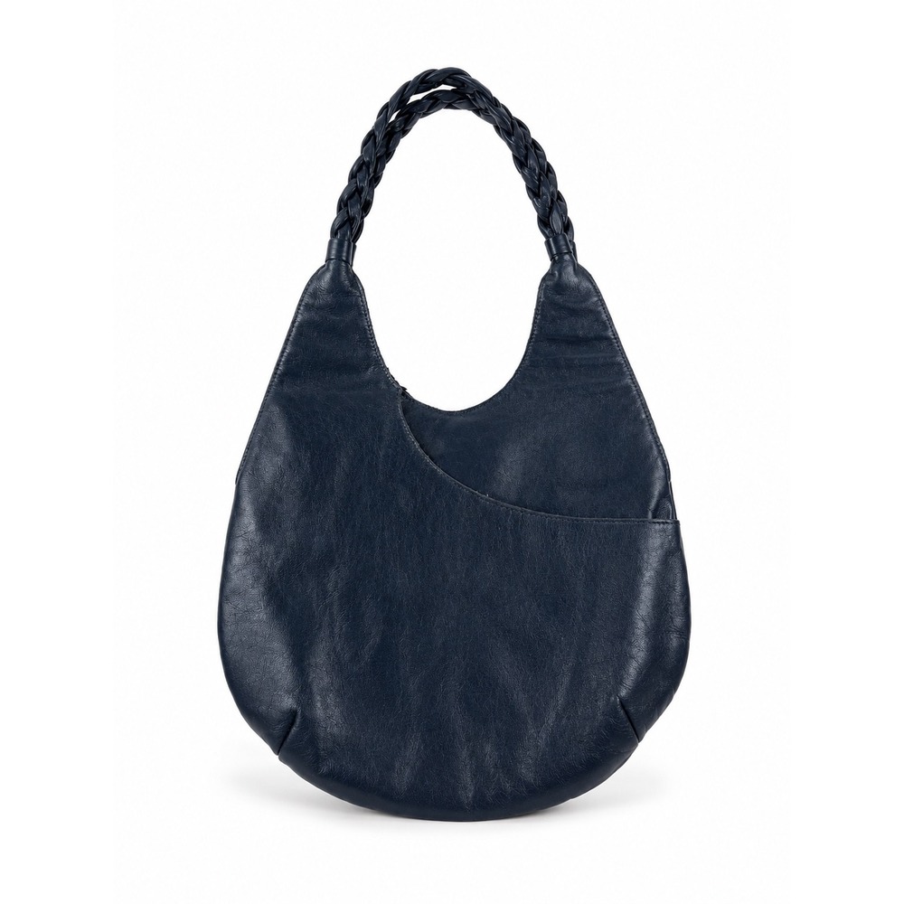 Ruth Saltz Vintage Y2K Blue Leather Braided Strap Hobo Shoulder Bag Purse